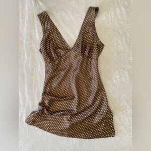Victoria’s Secret PINK by Frankie’s Bikini Brown Polka Dot Sleeveless Slip Dress